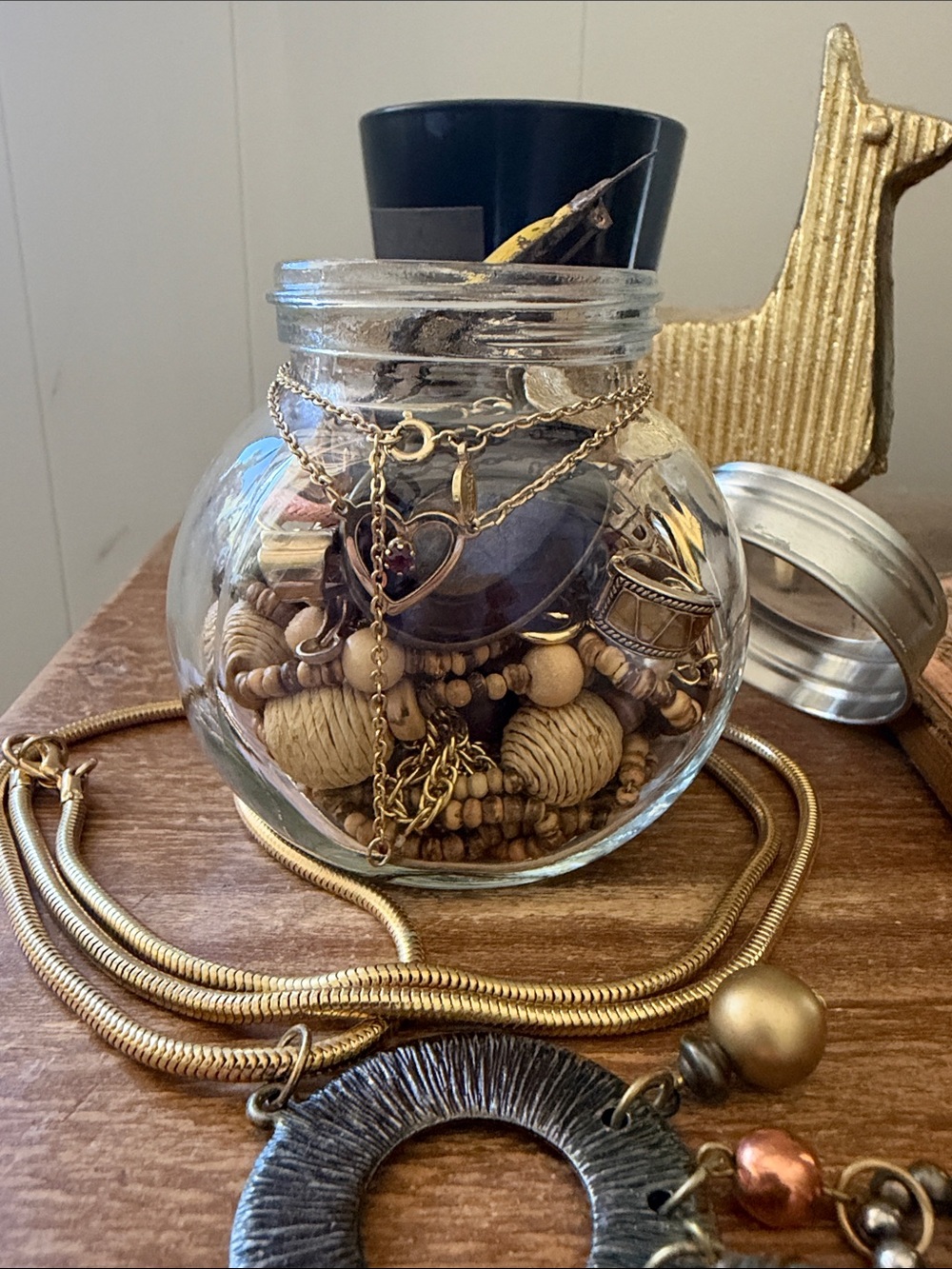 Free like a love bird warm golden amber purple and brown mystery jewelry jar